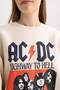 سويت شيرت سميك مطبوع على الظهر من Coool AC/DC مقاس كبير وواسع وياقة دائرية B3009AX23WN - 6