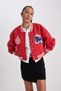 Oversized Wide Fit College Collar Embroidered Thick Bomber Jacket B2593Ax23Wn - 3