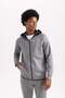Slim Fit Slim Fit Hooded Skuba Scuba Fabric Zipper Athlete Sweatshirt A6956Ax23Au - 4