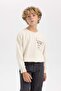 Boy's Crew Neck Pocket Printed Sweatshirt B5371A823Wn - 6
