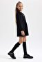 Girls' Crew Neck Printed Sweat Dress B2584A823Au - 3