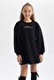 Girls' Crew Neck Printed Sweat Dress B2584A823Au - 4