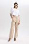 High Waist Wide Leg Cool Straight Gabardine Pants - Cargo Pocket, B1450Ax23Au