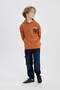 Boy's Oversize Wide Fit Hooded Printed Sweatshirt B3993A823Wn - 5