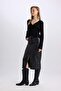 Faux Leather Slit Midi Skirt B2862Ax23Wn - 2