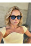 Lea Unisex Blue Sunglasses Black Frame with Round Blue Glass - 2