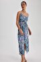 Heart Collar Ethnic Patterned Moroccan Midi Strap Dress A9178Ax23Hs - 4