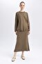 A-Line Basic Plain Knitwear Maxi Skirt A9808Ax23Wn - 3