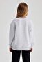 Girls Relax Fit Gray Crew Neck School Sweatshirt A2797A823Au - 5