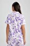 Regular Fit Batik Pattern Short Sleeve 100% Cotton Pajama Top-Fall in Love A8436Ax23Hs - 6
