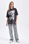 Blondie Oversized Crew Neck 100% Cotton Short Sleeve Washed Faded Effect T-Shirt B1156Ax23Au - 2