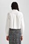 Crop Poplin Long Sleeve 100% Cotton Shirt B0873Axwt32 - 5