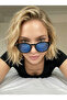 Lea Unisex Blue Sunglasses Black Frame with Round Blue Glass - 4