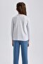 Girls' Gray Crew Neck Combed Cotton Long-Sleeved School T-Shirt U6810A623Au - 5