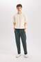 Boxy Fit Long Sleeve Beige Cotton Crew Neck Printed Sweatshirt X8282Az23Au - 2
