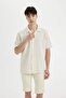 Regular Fit Summer Lapel Collar Textured Short Sleeve Shirt A9335Ax23Hs - 3