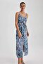 Heart Collar Ethnic Patterned Moroccan Midi Strap Dress A9178Ax23Hs - 7