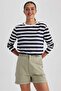 Regular Fit Crew Neck Striped Casual Long Sleeve T-Shirt A9442Ax23Wn