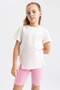 Girls' Back Printed Short Sleeve T-Shirt A1778A823Hs - 4