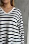 Women's V-Neck Plus Size Oversized Fit Wide Tunic Oversized Slit Striped Long Sleeve Curve Soft Blouse - 5
