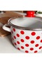 Red Polka Dot Piece Enamel Pot with Glass Lid 18 cm 2.5 Liter Retro Design - 3