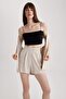 Elastic Waist Wide Leg Linen Mixed Shorts Z9505Az23Sm - 5