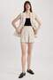 Elastic Waist Wide Leg Linen Mixed Shorts Z9505Az23Sm - 3