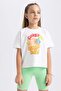 Girls' Crop Printed Short Sleeve T-Shirt A1758A823Hs - 7