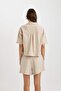 Boxy Fit Linen Blend Short Sleeve Shirt V2523Az23Sm - 5