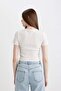 Fitted Crew Neck Wrinkled Short Sleeve T-Shirt A6179Ax23Sm - 5