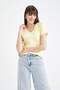 Slim Fit Tight V-Neck Rib Basic Plain 100% Cotton Short Sleeve T-Shirt I1080Az23Sm - 4