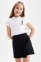 Girl's Ataturk Printed Piqué Short Sleeve Red Polo Shirt Z5094A623Sm - 4
