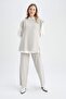 Regular Fit Crew Neck Basic Plain Sweater with Side Tie Detail Y1323Az22Wn - 6