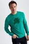 Modern Fit Crew Neck Heavy Fabric Sweatshirt Y4434Az22Au - 4
