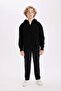 Basic Fleece Lined Hooded Zippered Knitwear Cardigan for Boys U4282A622Au - 2