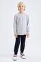 Boy's Regular Fit Back to School Crew Neck Brioche Knit Fabric Sweatshirt L0311A621Au - 2