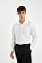 قميص أبيض بأكمام طويلة من abuk Kuruyan Slim Fit ذو تصميم ضيق من قماش أكسفورد الأساسي المصنوع من مزيج القطن R4340AZ21SP - 2