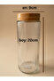 Set of 6 Glass Storage Containers with Wooden Pattern Lids 1350 ml - Light Brown - 2