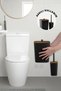 Sapphire Adhesive Wooden Detailed Wc Brush Holder and Trash Can Set Black 2-Piece Bathroom Set - 4