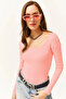 Women's Salmon Wide Collar Camisole Blouse BLZ-19000722 - 4