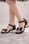 Jessie Black Satin Ribbon Girls' Heeled Shoes - 8