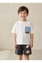 Girl Boy Snoopy Peanuts Printed Cotton Shorts with Elastic Waist and Belt Tshirt Double Set