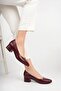 Genuine Leather Claret Red Women's Heeled Leather Shoes Shn-0801 - 3