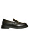 Black Leather Buckle Women's Loafer - 2