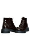Brown Leather Women's Zippered Boots - 3