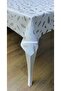 Shiny Pearlescent Silvery Stain-Resistant Off-White Luxury Linen Pvc Oilcloth Tablecloth
