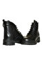 Black Leather Women's Zippered Casual Boots - 3