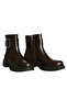 Brown Leather Buckle Zippered Boots - 3