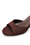 Calivette Brown Nubuck Women's Stylish New Season Flat Comfortable Pointed Toe Thin Short Kitten Heeled Slippers - 5
