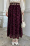 Floral Flocked Tulle Lined Fuchsia Skirt - 4